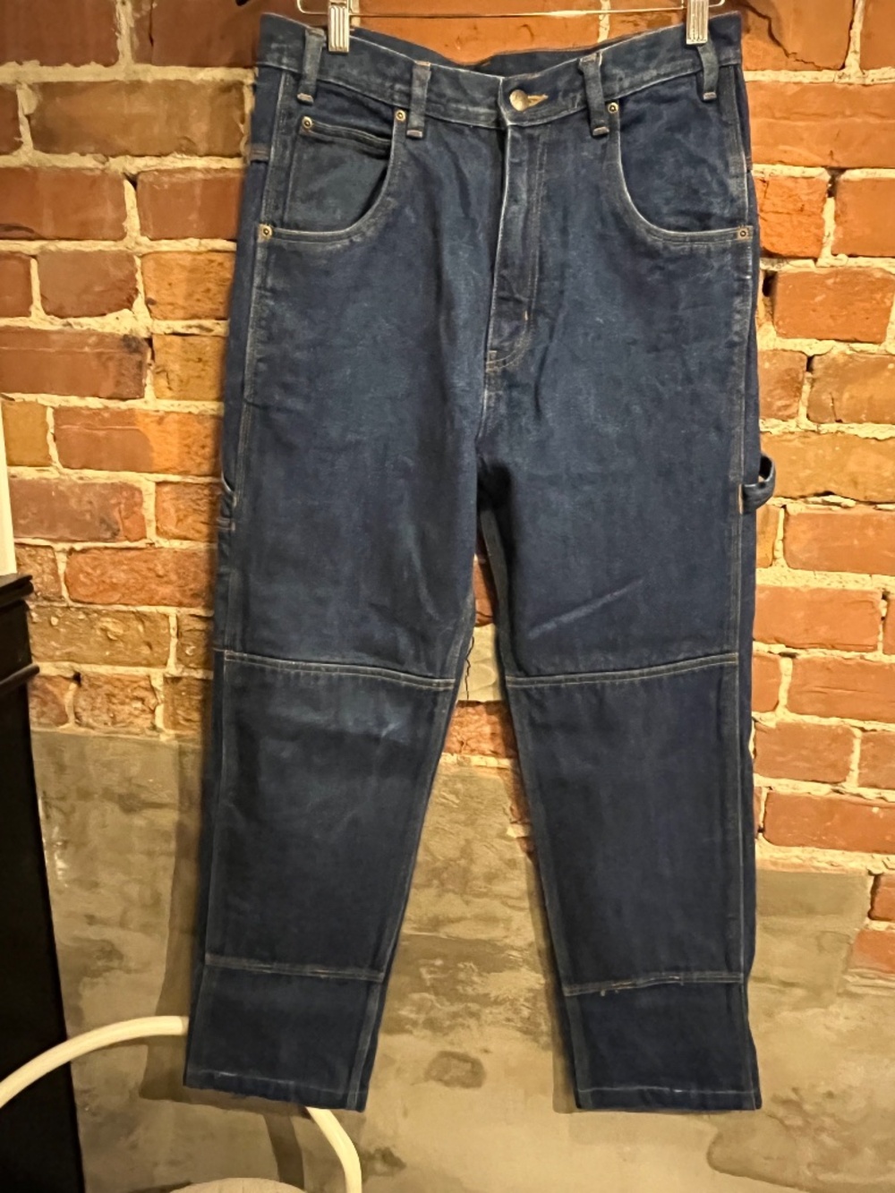 Vintage 90s USA Dark Denim Wide Leg Cargo Jeans - Picture 5 of 5